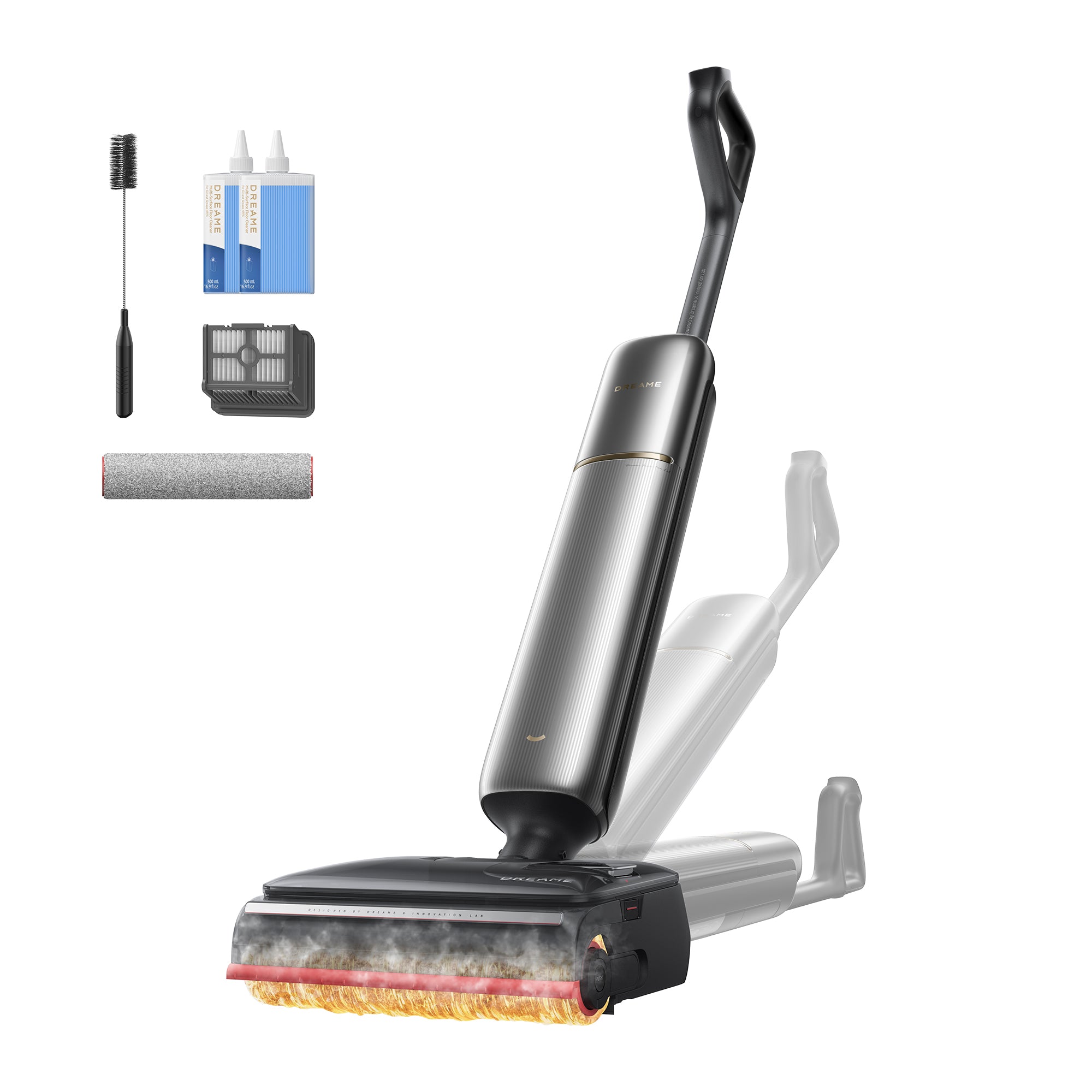 DREAME T16 Pro Heat-A Aspirapolvere per liquidi e solidi, ultra sottile da 9,85 cm, lavaggio con acqua calda a 90 °C, rimozione olio, triplo bordo, 0 grovigli, 30 kPa, autopulizia intelligente a 95 °C, AutoAdapt, batteria rimovibile, app