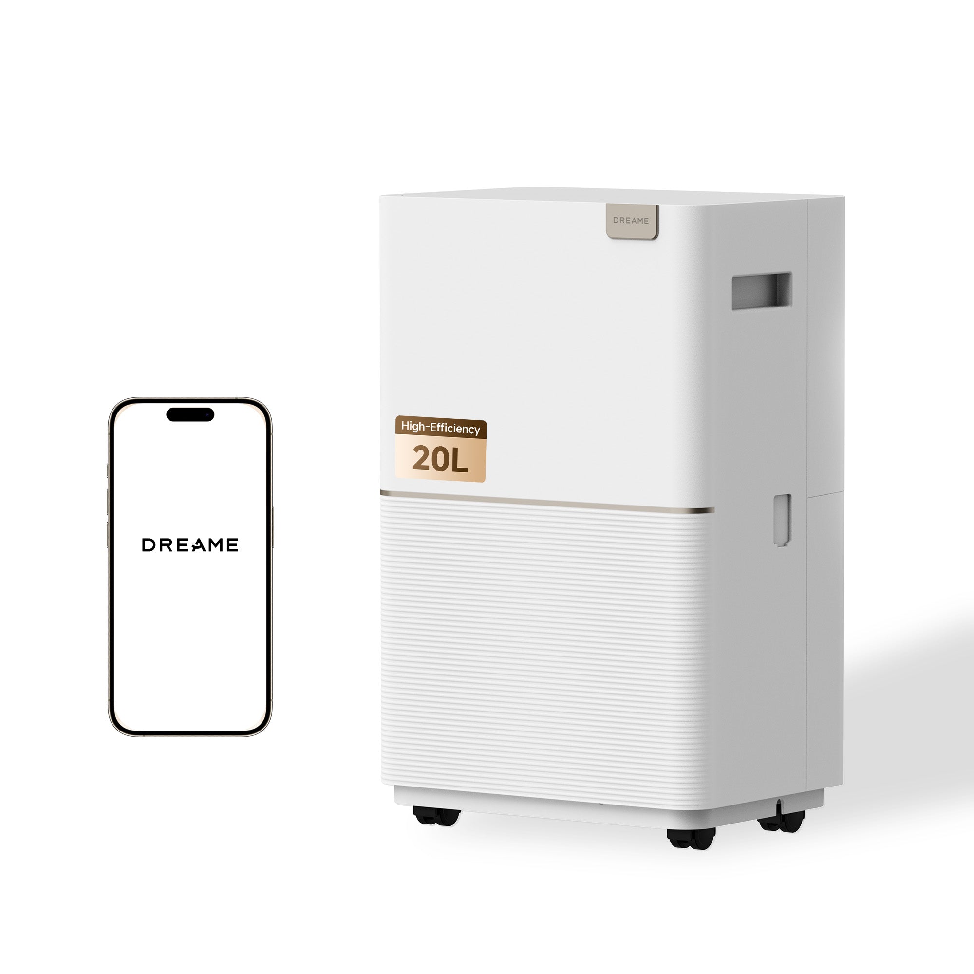 DREAME DD20 Deumidificatore con Deumidificazione da 20L, Antibatterico al Plasma, Controllo Intelligente dell’Umidità, Riduz. Rumore a 5 Strati, Doppio Scarico Flessibile