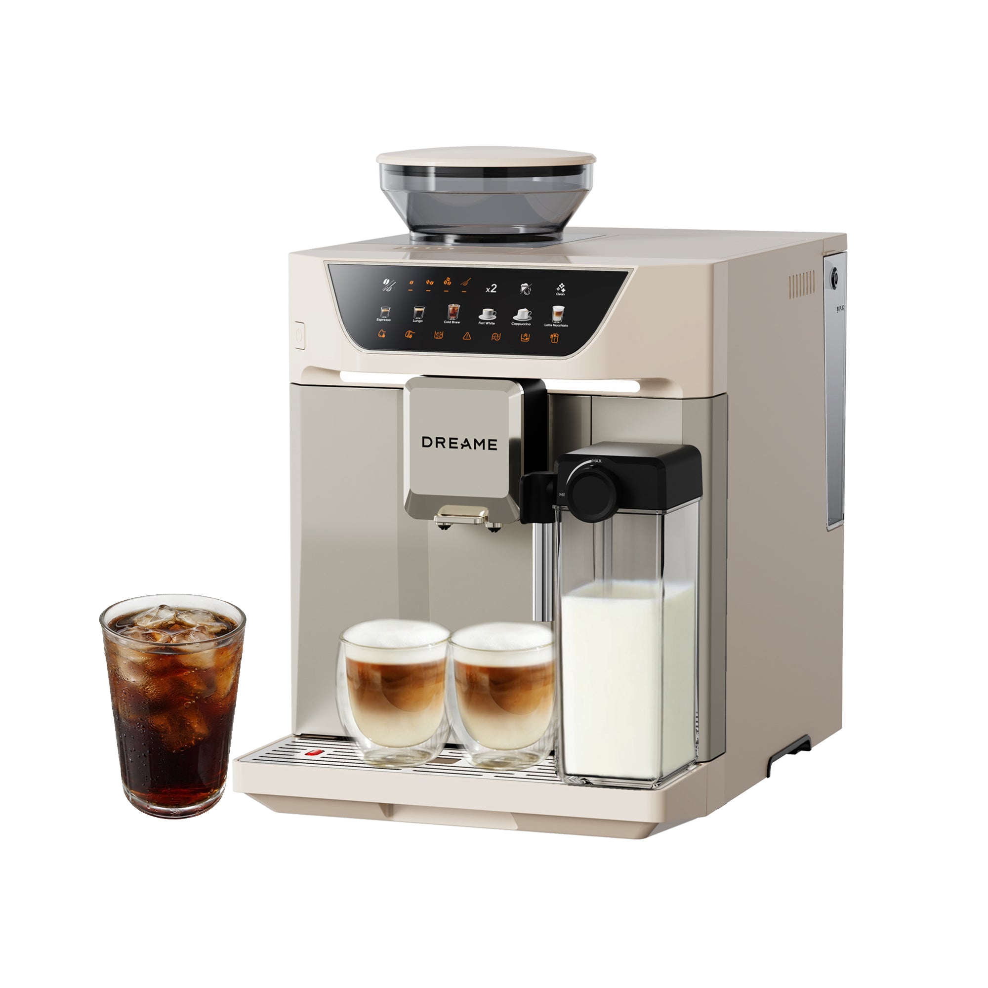 DREAME Ecceluxe Master Macchina Per Caffè Espresso Automatica, Cold Brew 1 Tocco, Display A Colori Smart, Display A Colori Smart, Controllo Preciso Della Schiuma, 45 Tazze, Pulizia Facile